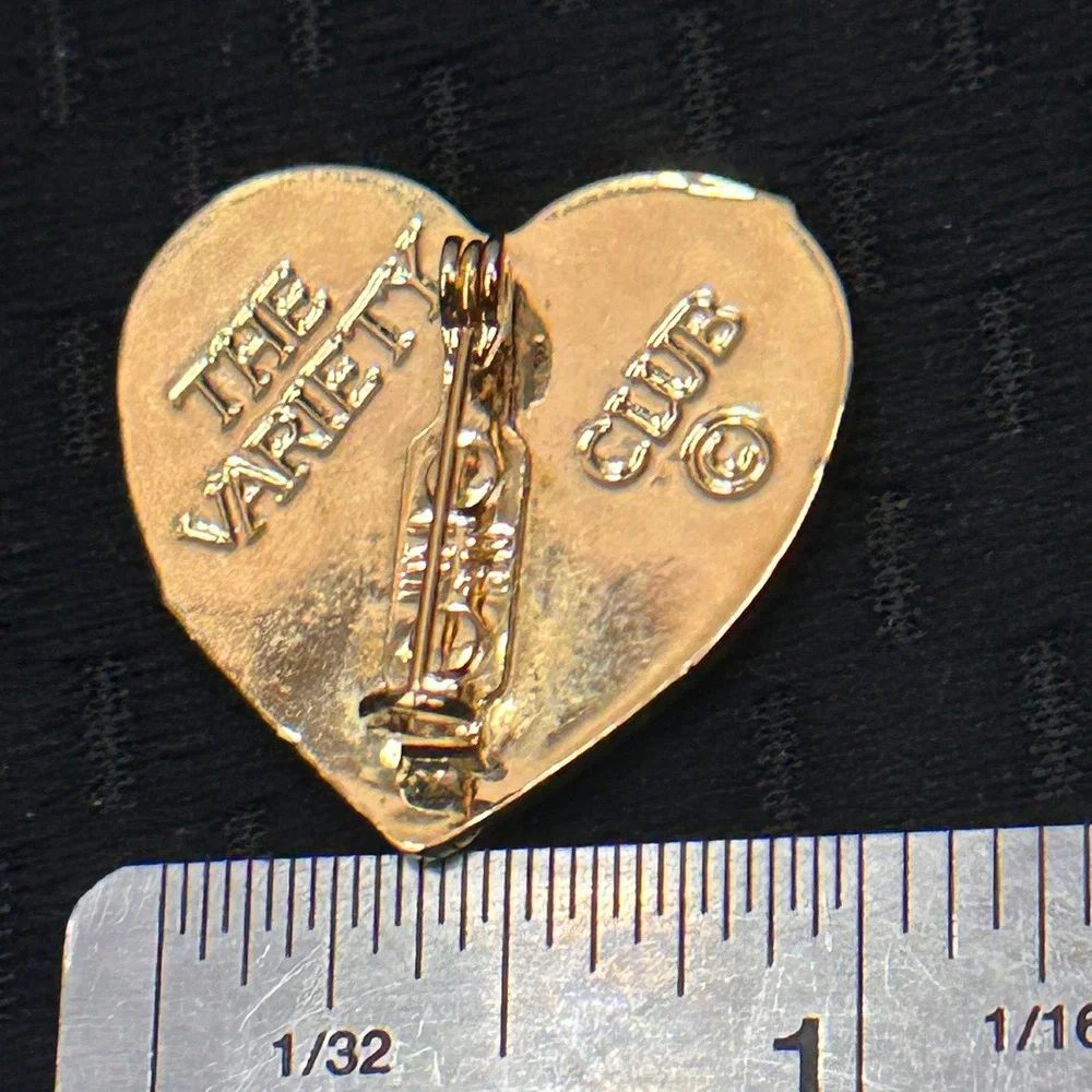 The Variety Club Vintage Gold Tone Heart Sunburst Charity Lapel‎ Pin Brooch